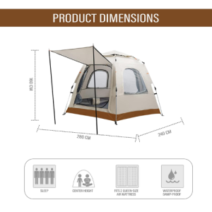 Ventura 2-Layer Camping Tent: Lightweight, Waterproof, and Windproof for 3-4 Persons