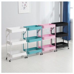 Mutifunctional 3- Layered Shelf with Wheels- White