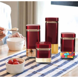 Modern 4- pc Canister Set- Maroon