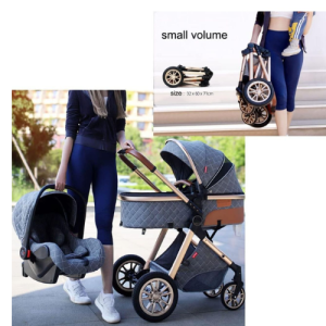 6 in 1 Multi-functional Luxury Baby Stroller- Grey