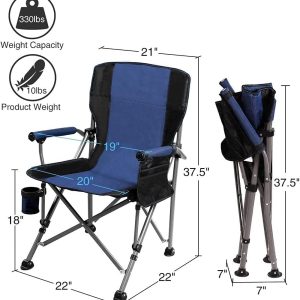 Portable Folding Camping Chair With Cup Holder & Side Pocket