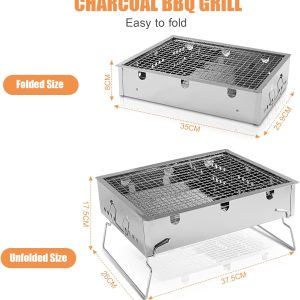 Stainless Steel Charcoal BBQ Grill Set 10 Piece