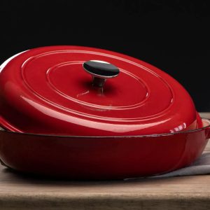 Premium 7-Piece Red Enameled Cast Iron Cookware Set