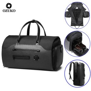 Black Convertible Travel Duffel Bag with Backpack Straps - Large Capacity, Unisex Design