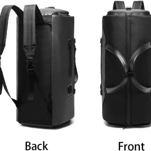 Black Convertible Travel Duffel Bag with Backpack Straps - Large Capacity, Unisex Design