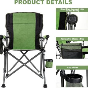 Folding Camping Chair With Cup Holder With Side Pocket