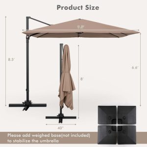 Brown Heavy-duty Patio Cantilever Offset Umbrella