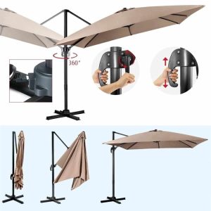 Brown Heavy-duty Patio Cantilever Offset Umbrella