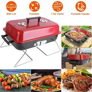 Tabletop Charcoal BBQ Grill - Red