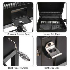 Black Portable Charcoal BBQ Grill